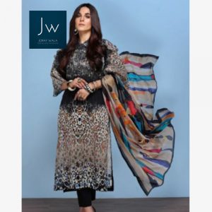 Nisha 3 Piece Printed Lawn 42001222 Summer Collection Black And Multi