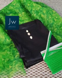 Exclusive Raw Silk Organza Black and Green 002 joraywala