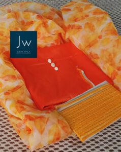 Exclusive Raw Silk Organza Orange and Yellow 003 joraywala