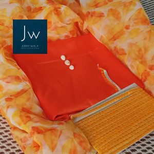 Exclusive Raw Silk Organza Orange and Yellow 003 joraywala