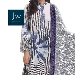 Gul Ahmed linen White And Blue 006