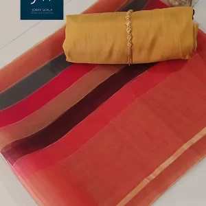 Raw Silk with Rainbow Colors Organza Dupatta 002