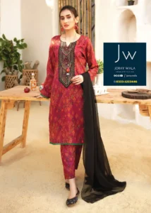 Satrangi Embroidered Lawn Collection 2023 Red