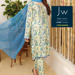 Satrangi Embroidered Lawn Collection 2023 Sky Blue