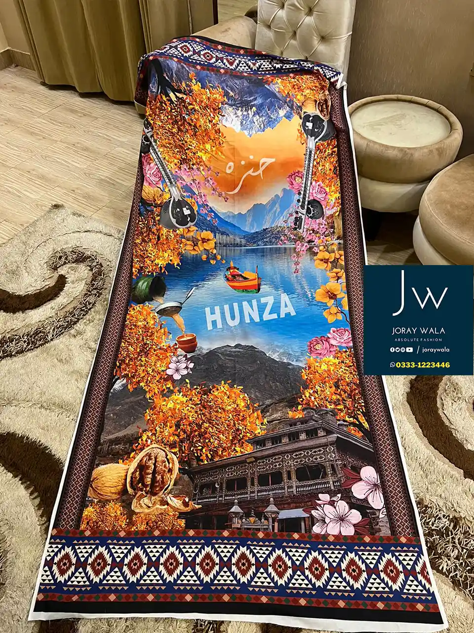 Swiss digital printed shawl Hunza 2023