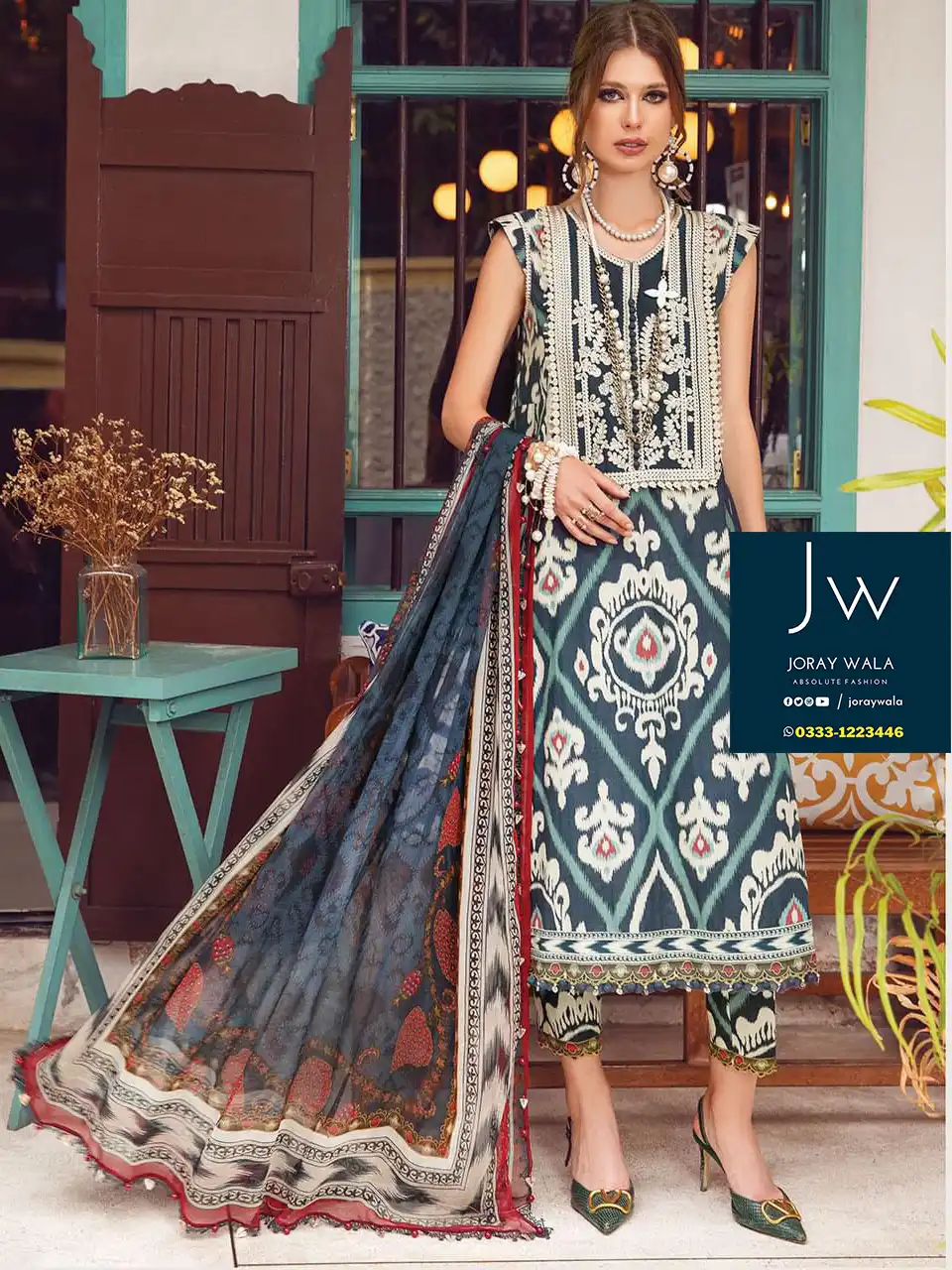 Embroidered Swiss Lawn Maria.b 23 Blue