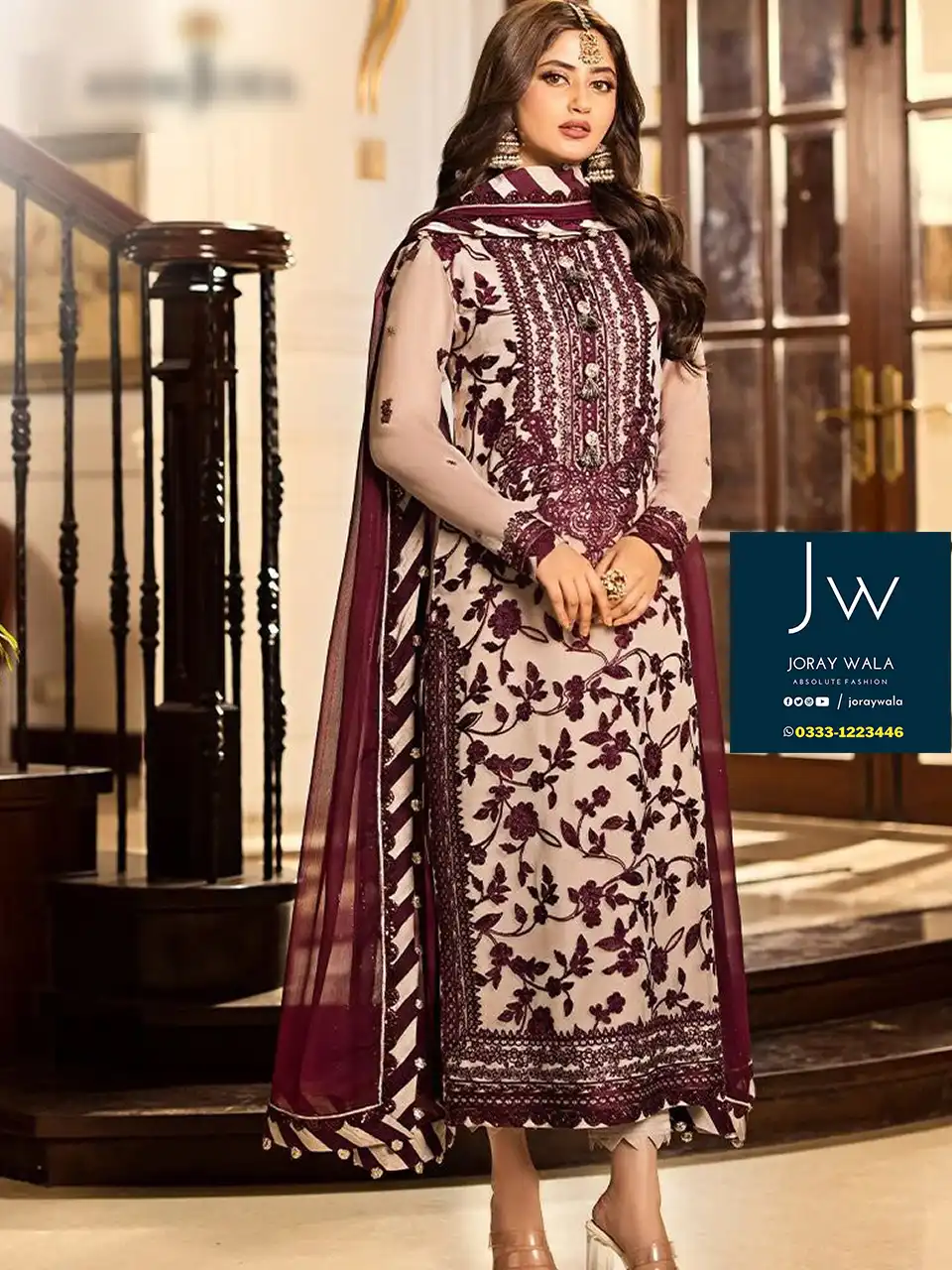 Party wear Asim jofa Embroidered Jhilmil 23 Master Copy