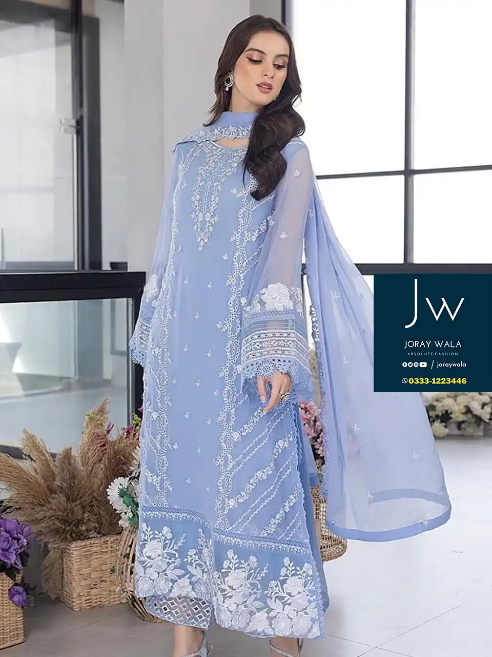 Party wear Fancy Skyblue embroidery suit 24