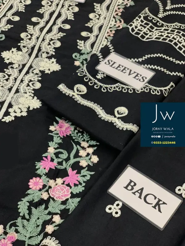 Partywear fancy Lawn GALA Black mastercopy, available at joraywala