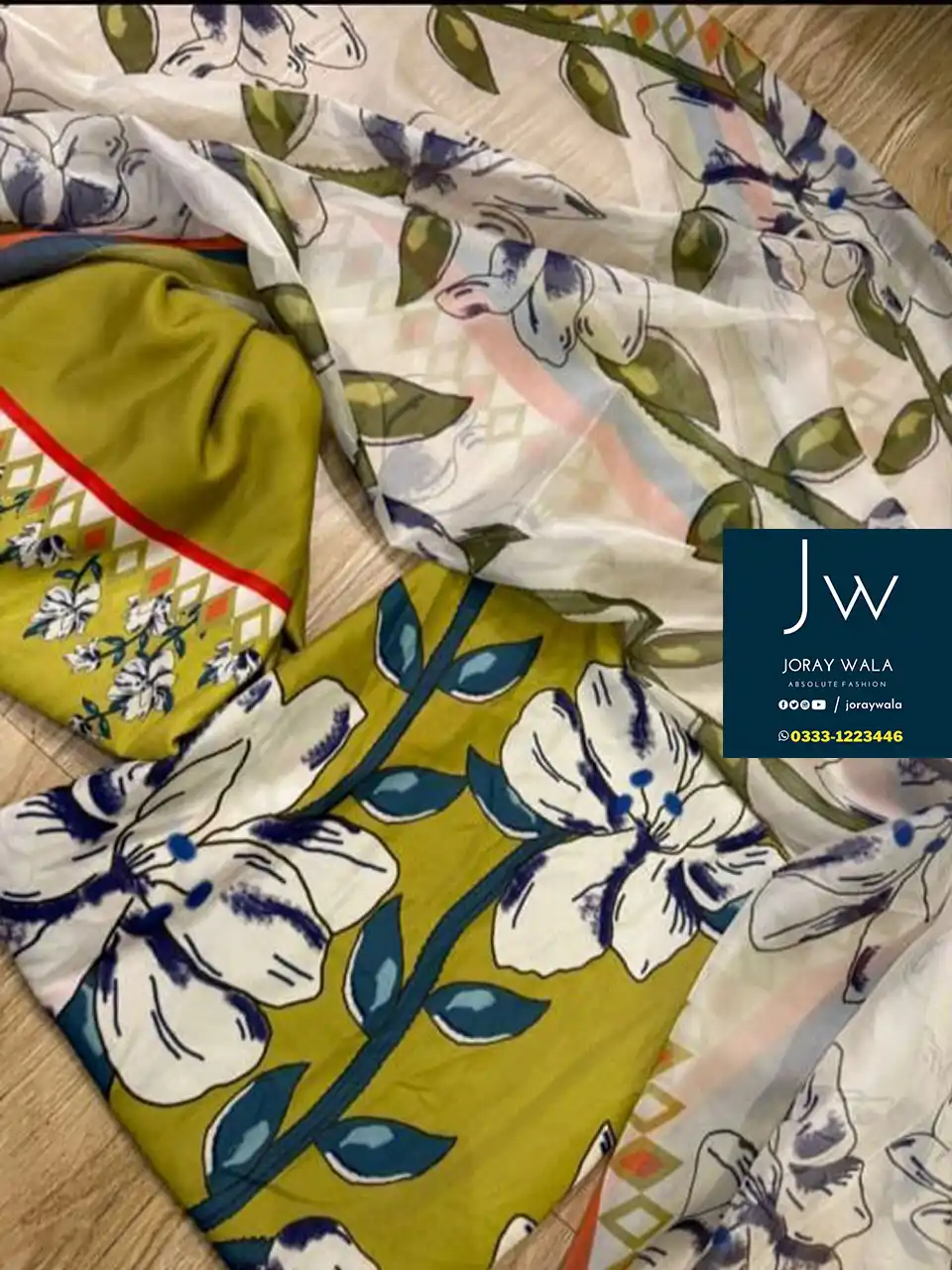 Digital Printed Swiss lawn with silk dupatta D38 available at joraywala with free delivery