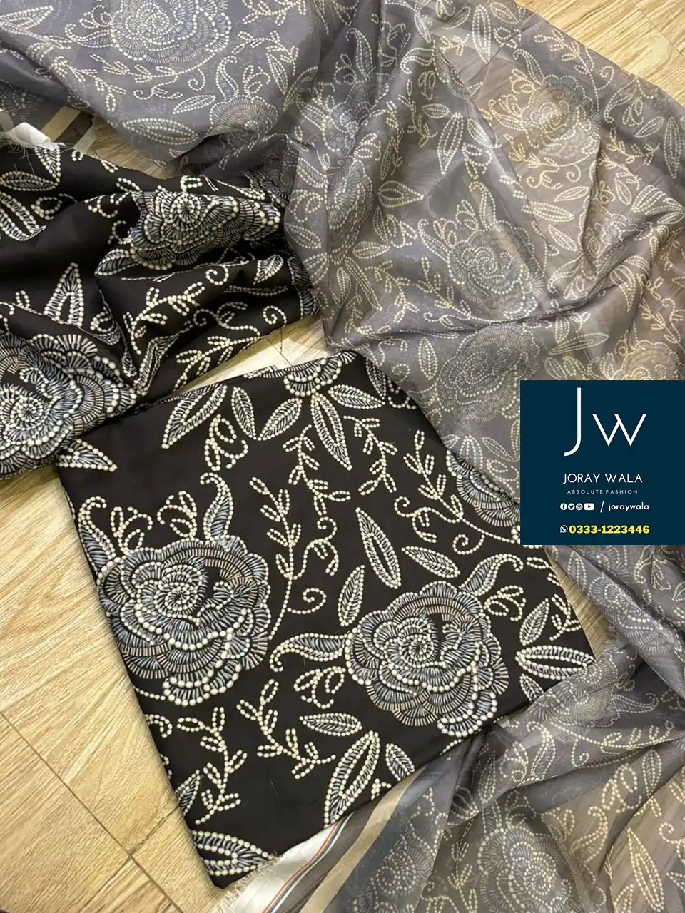 Digital Printed Swiss lawn with silk dupatta D43 available at joraywala with free delivery