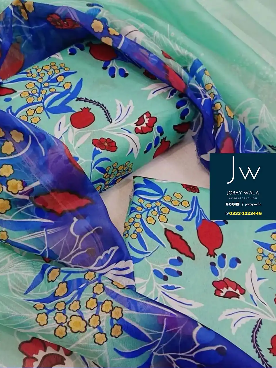 Digital Printed Swiss lawn with silk dupatta D50 available at joraywala with free delivery
