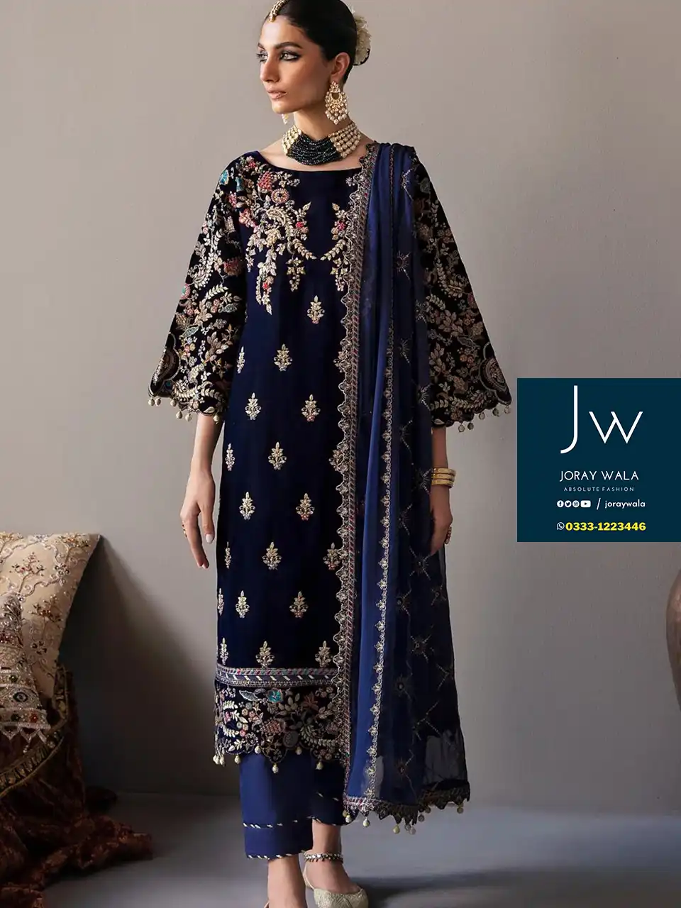Party wear Fancy 3pcs suit Mastercopy with free delivery available at joraywala