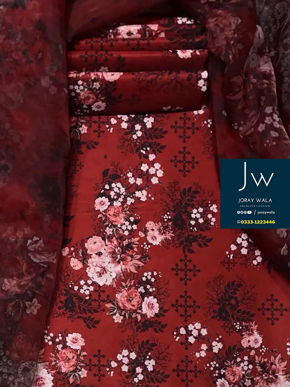 Digital Printed Swiss Lawn D18 with organza dupatta. free delivery available at joraywala