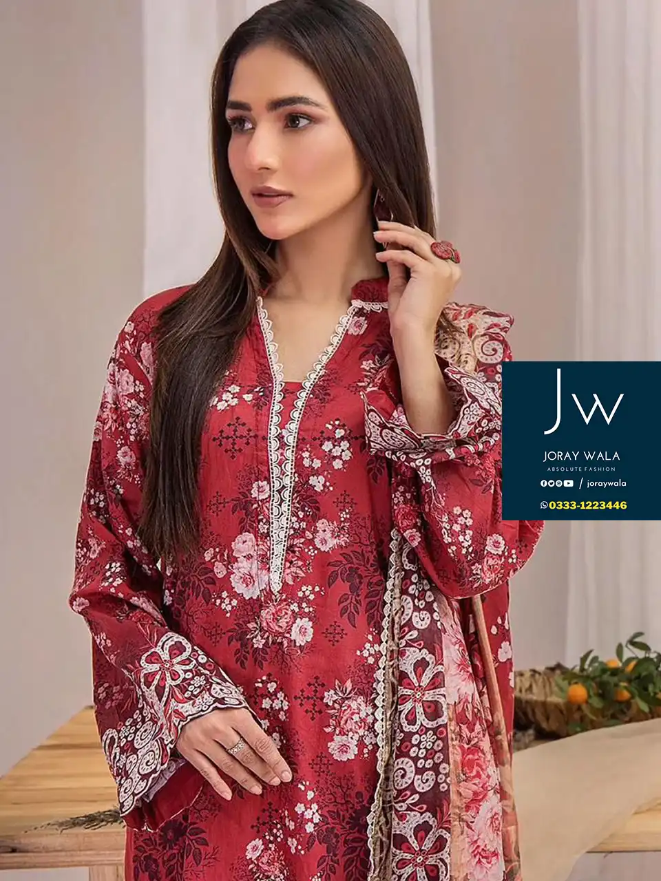 Digital Printed Swiss Lawn D18 with organza dupatta. free delivery available at joraywala