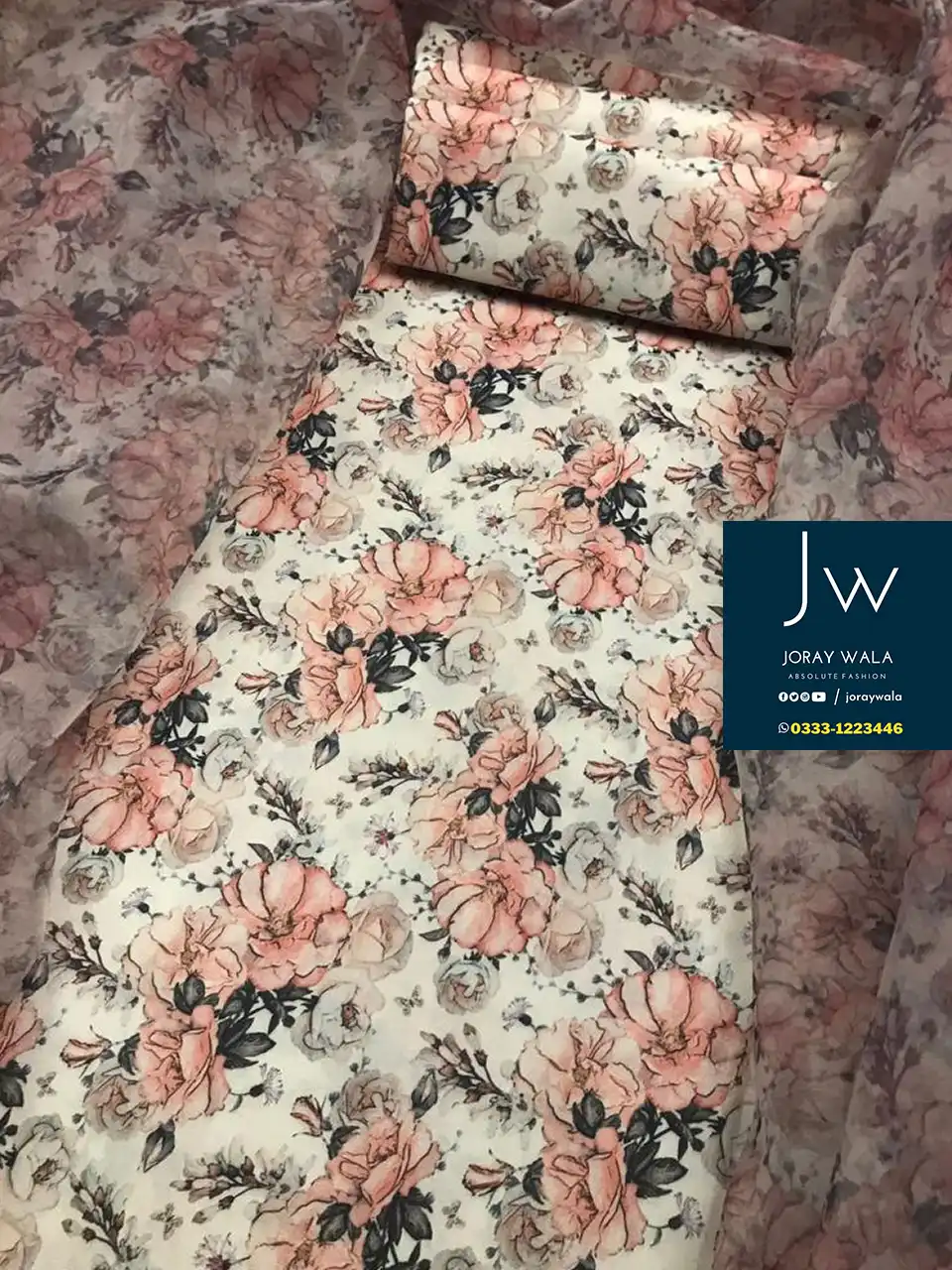 Digital Printed Swiss Lawn D19 with organza dupatta. free delivery available at joraywala