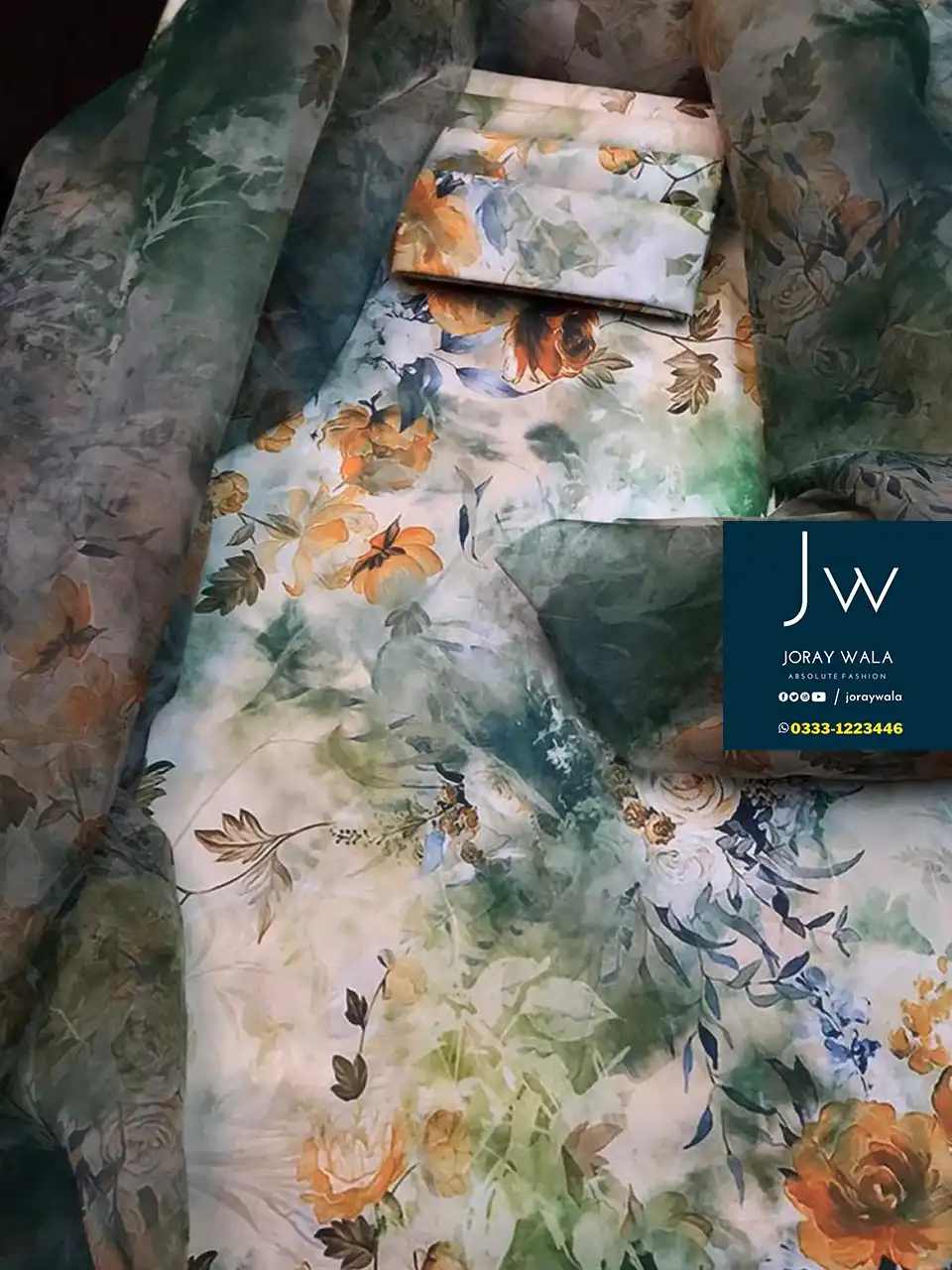 Digital Printed Swiss Lawn D21 with organza dupatta. free delivery available at joraywala