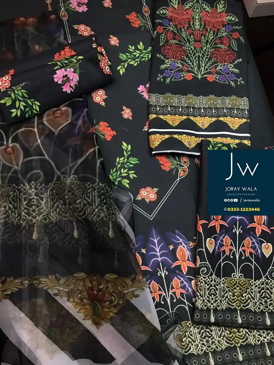 Digital Printed Swiss Lawn D22 with organza dupatta. free delivery available at joraywala