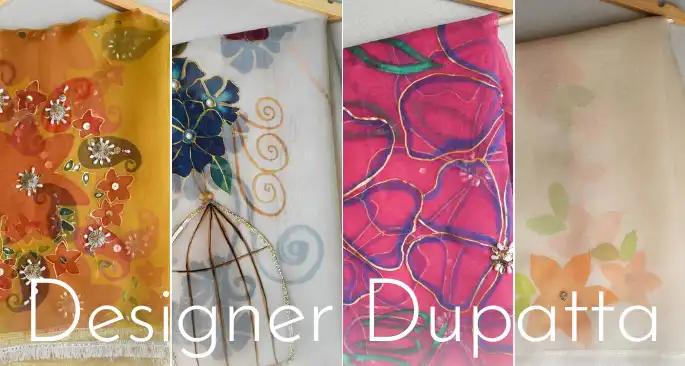 Hand Painted Designer Dupatta available at joraywala