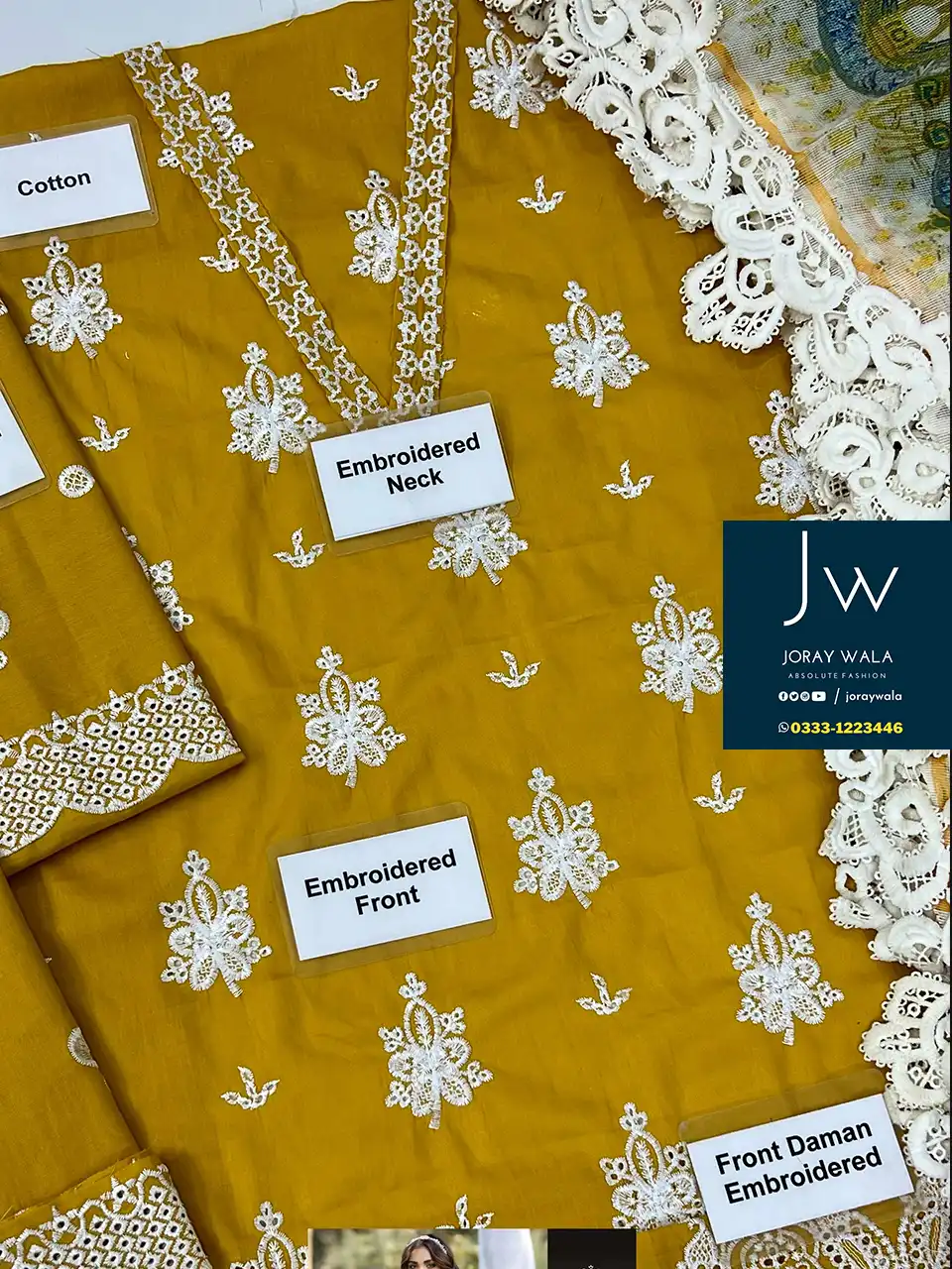 Partywear Fancy Embroidered ADL-Mustard Saffron 2024 with free delivery available at joraywala