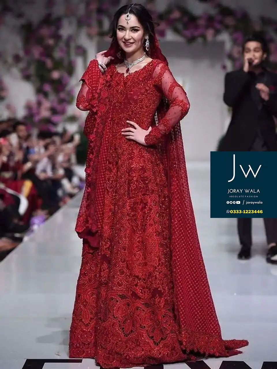 Partywear fancy Bridal Red Suit with free delivery available at joraywala