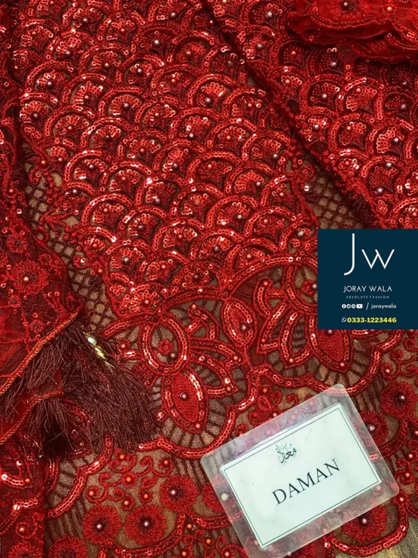 Partywear fancy Bridal Red Suit with free delivery available at joraywala