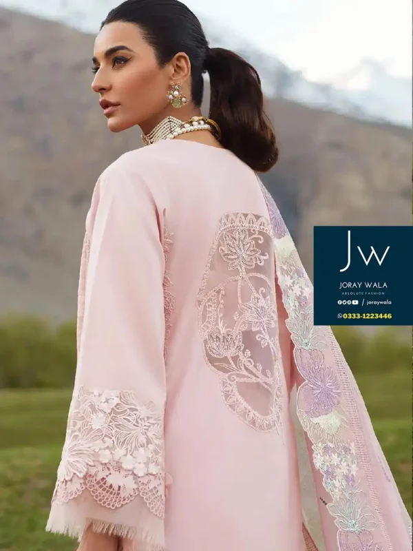 Partywear Fancy Crimson Embroidered Mastercopy 3 pcs suit with free delivery available at joraywala