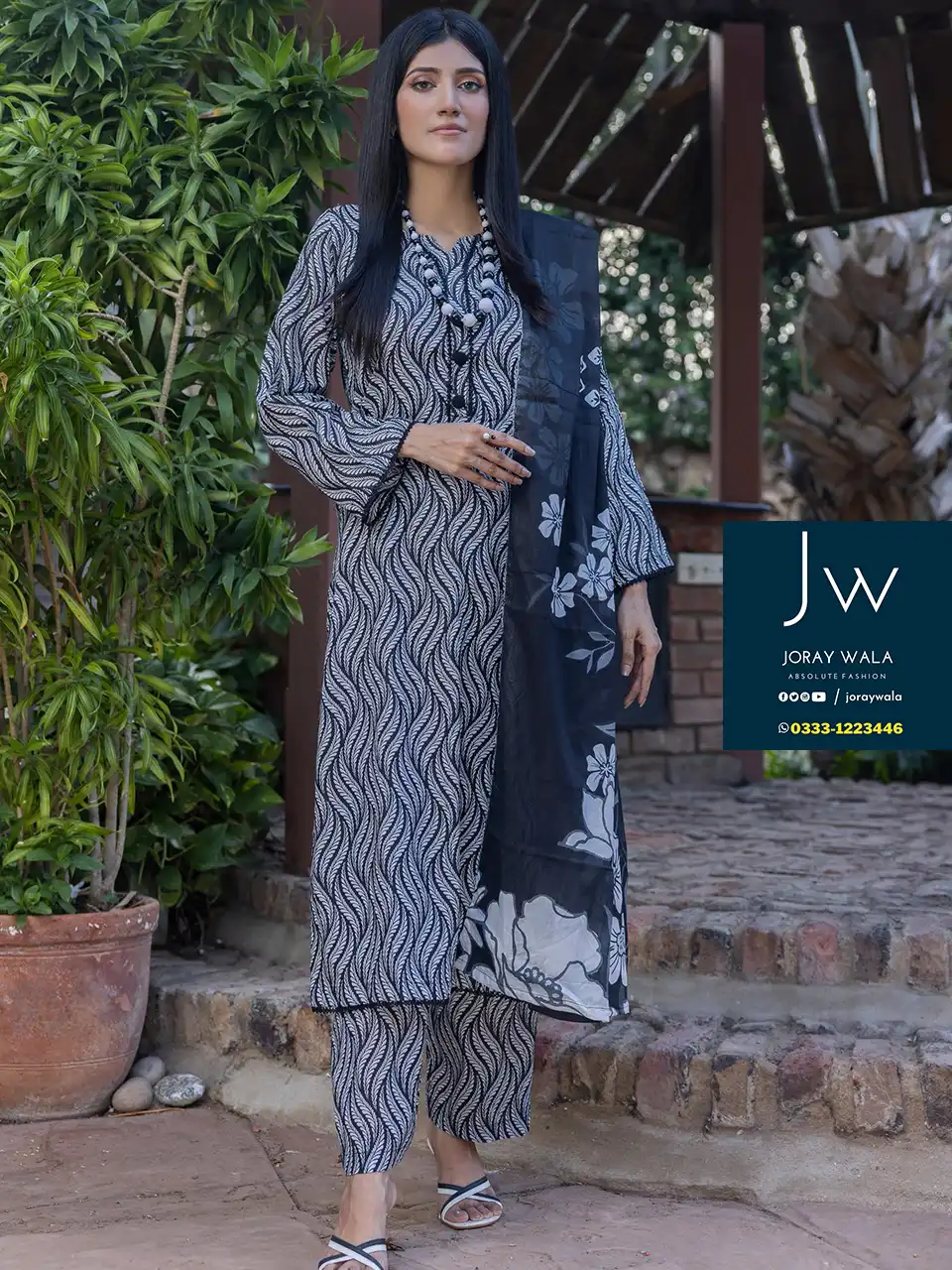 Iris allover black and white 3 pcs suit D8 with free delivery available at joraywala. AirJet Luxury Digital Printed Lawn Shirt. Airjet Luxury Digital Printed Lawn Dupatta. AirJet Luxury Digital Printed Trouser.