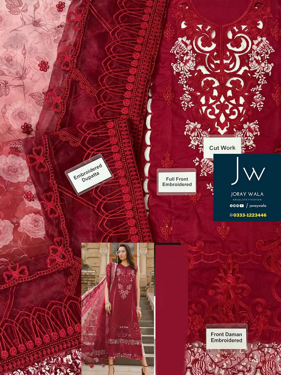 Partywear Fancy Cutwork lawn 24 MB-2315B with free delivery available at joraywala