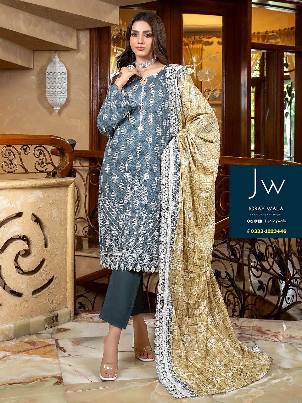 Zesh Cutwork Embroidered Lawn Edit 24 D1 available at joraywala with free delivery