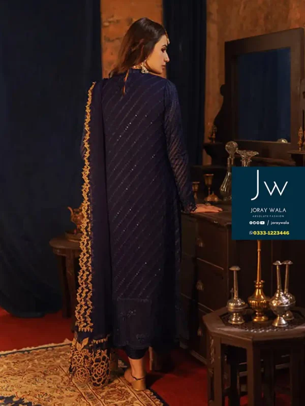 Partywear Fancy Embroidered 3pcs Suit with free delivery available at joraywala