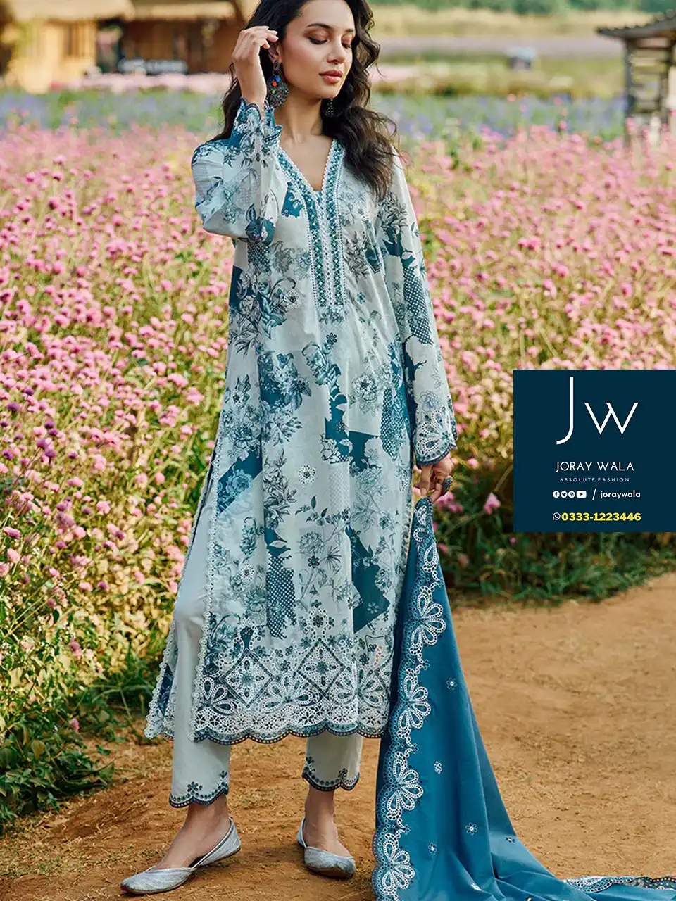 Partywear Fancy Embroidered Lawn IL-SAMAH-24 with free delivery available at joraywala