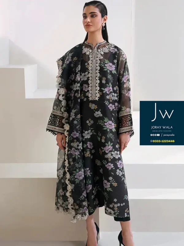 Partywear Baroque Fancy Embroidered 3Pcs suit with free delivery all over pakistan