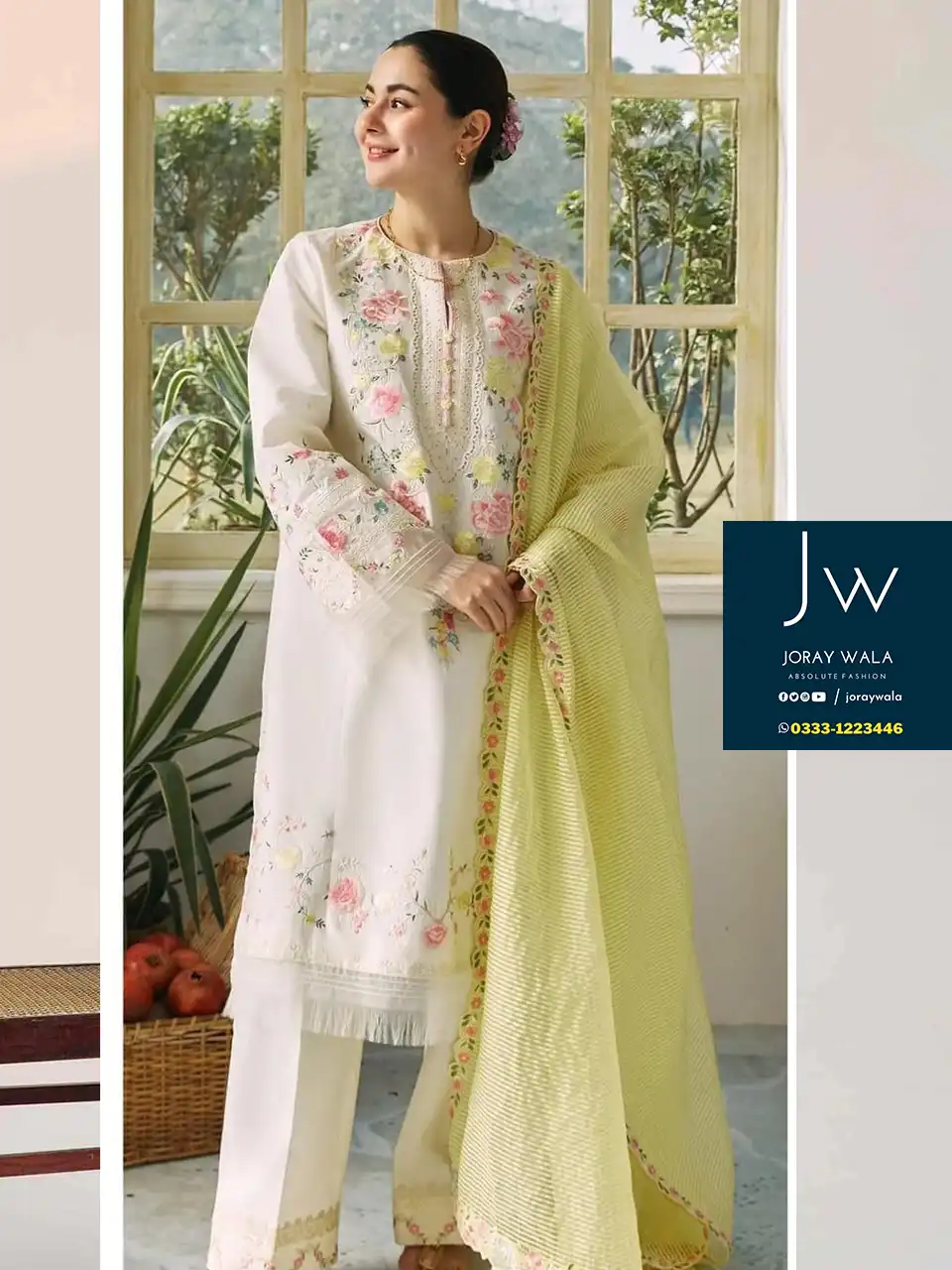 hania eman Fancy lawn CoCo Emb. 3 Pcs Suit with free delivery available at joraywala