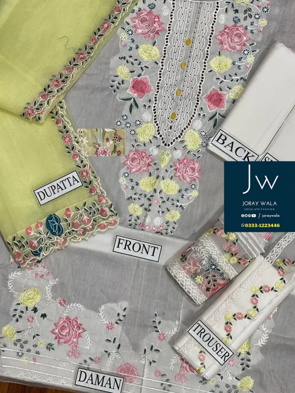 hania eman Fancy lawn CoCo Emb. 3 Pcs Suit with free delivery available at joraywala