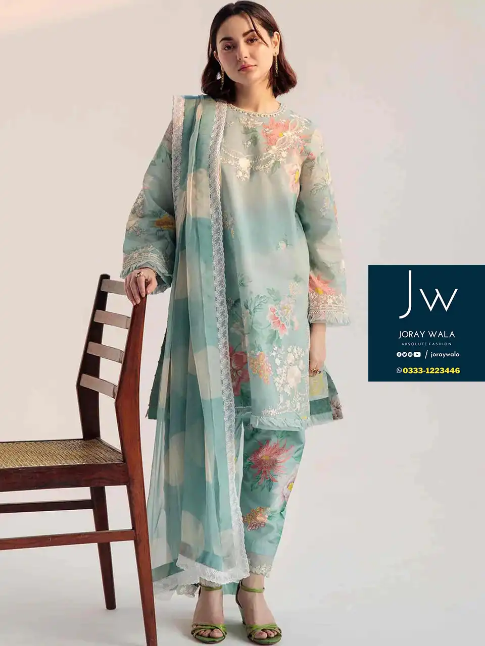 Fancy lawn CoCo Embroidery 3 Pcs Suit with free deliivery available at joraywala