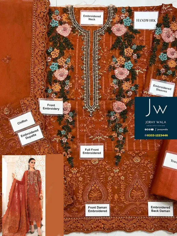 Partywear fancy lawn MBD05-S22 model wearing a beautiful maria b 3 pcs partywear suit available at joraywala