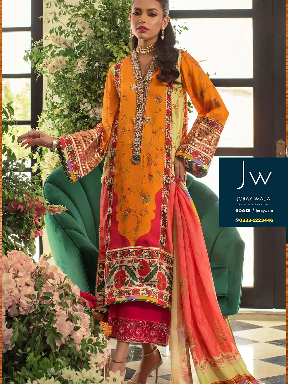 Partywear Annus abrar most demanding edition 3pcs suit mastercopy available at joraywala with free delivery all over Pakistan