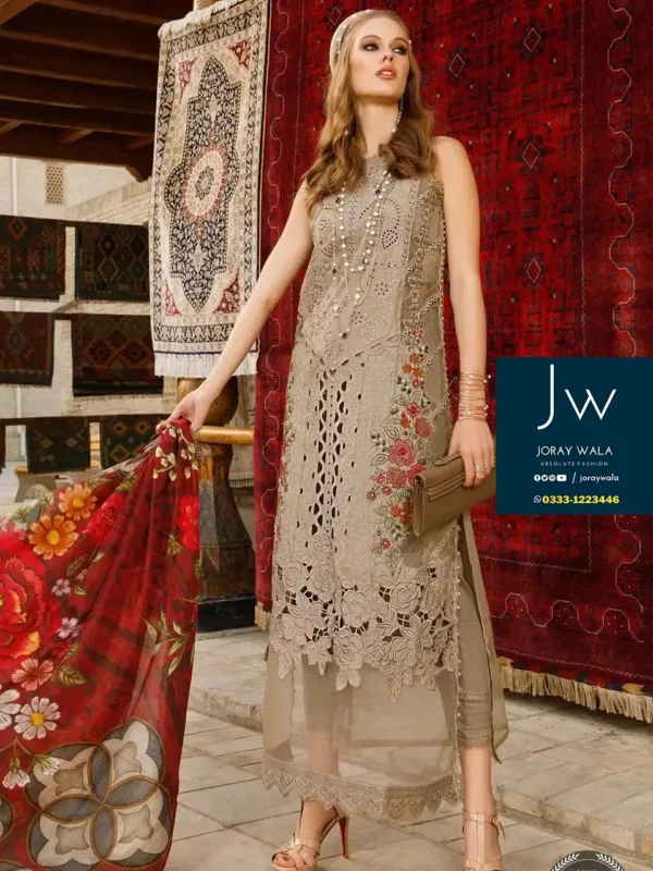 Partywear Fancy Maria b Chikankari Lawn d2313-a with free delivery available at joraywala