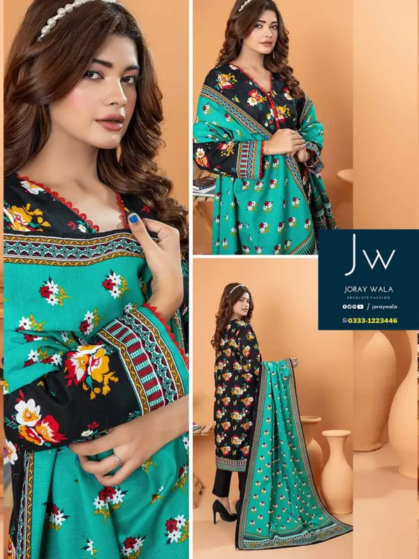 Zesh drop 1 khaddar printed 3 pcs D4 100percent original available at joraywala