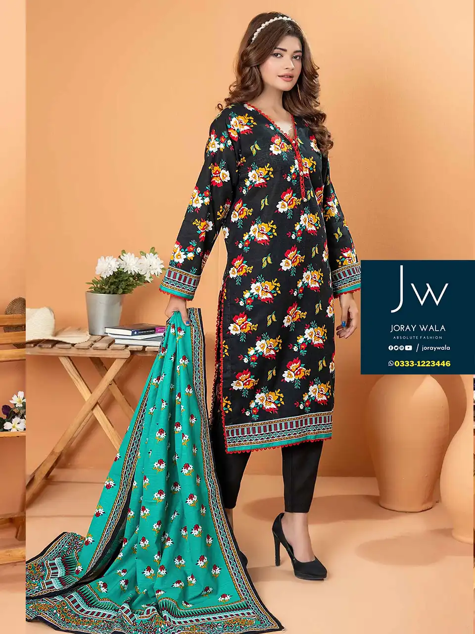 Zesh drop 1 khaddar printed 3 pcs D4 100percent original available at joraywala