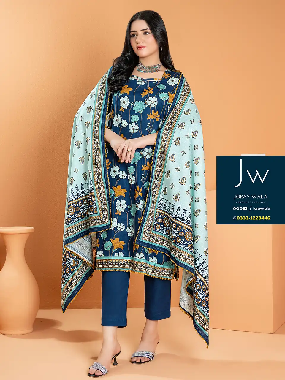 Zesh drop 1 khaddar printed 3 pcs D6 100percent original available at joraywala