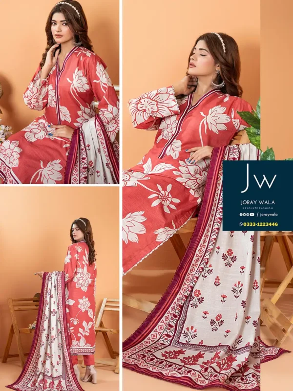 Zesh drop 1 khaddar printed 3 pcs D7 by zesh textile 100 percent original available at joraywala