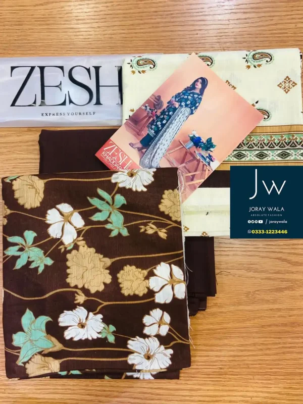 Zesh drop 1 khaddar printed 3 pcs D8 by zesh textile 100 percent original available at joraywala