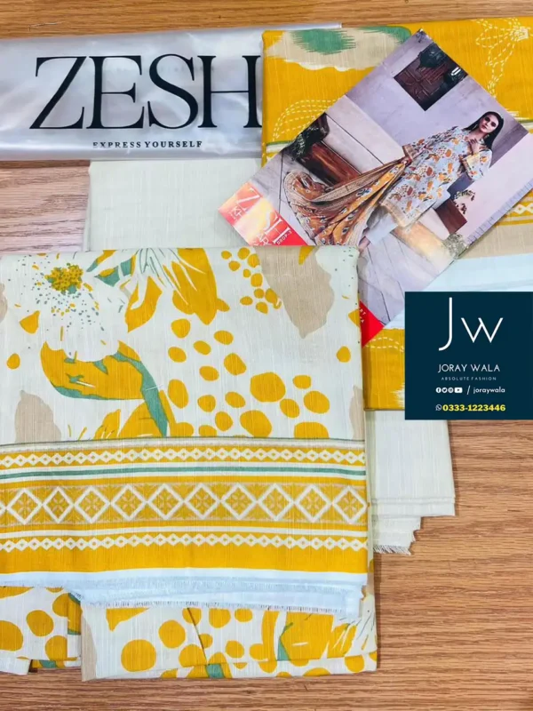 Zesh drop 2 khaddar printed 3 pcs D3 by zesh textile 100 percent original available at joraywala