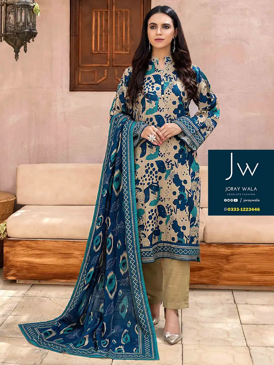 Zesh drop 2 khaddar printed 3 pcs D4 by zesh textile 100 percent original available at joraywala