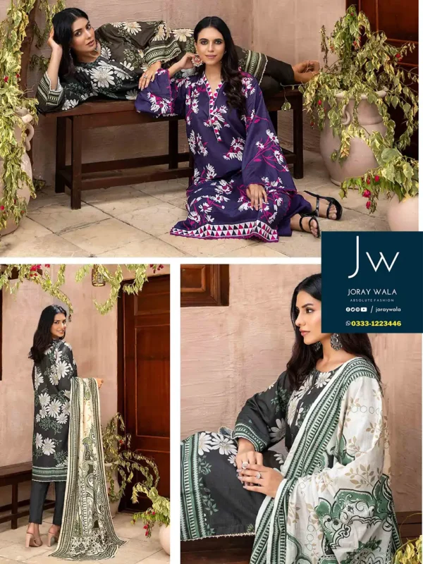 Zesh drop 2 khaddar printed 3 pcs D6 by zesh textile 100 percent original available at joraywala