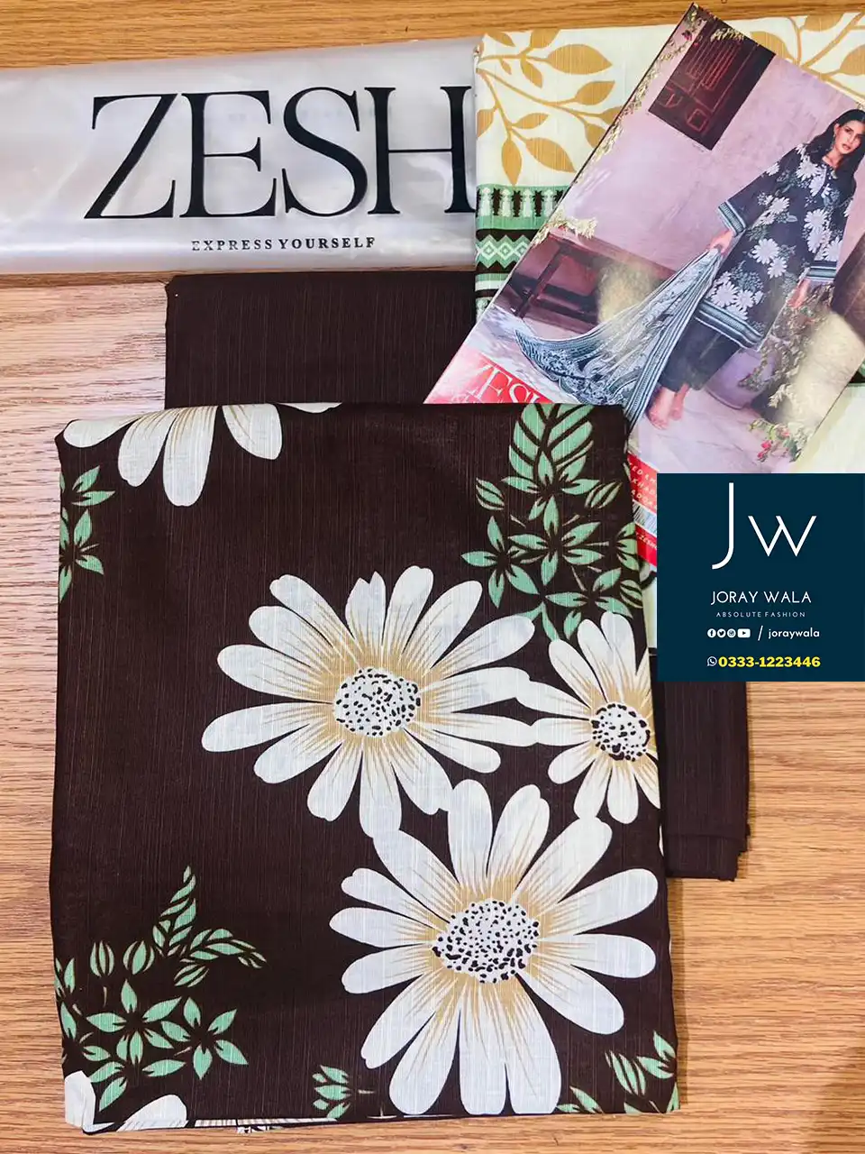 Zesh drop 2 khaddar printed 3 pcs D6 by zesh textile 100 percent original available at joraywala