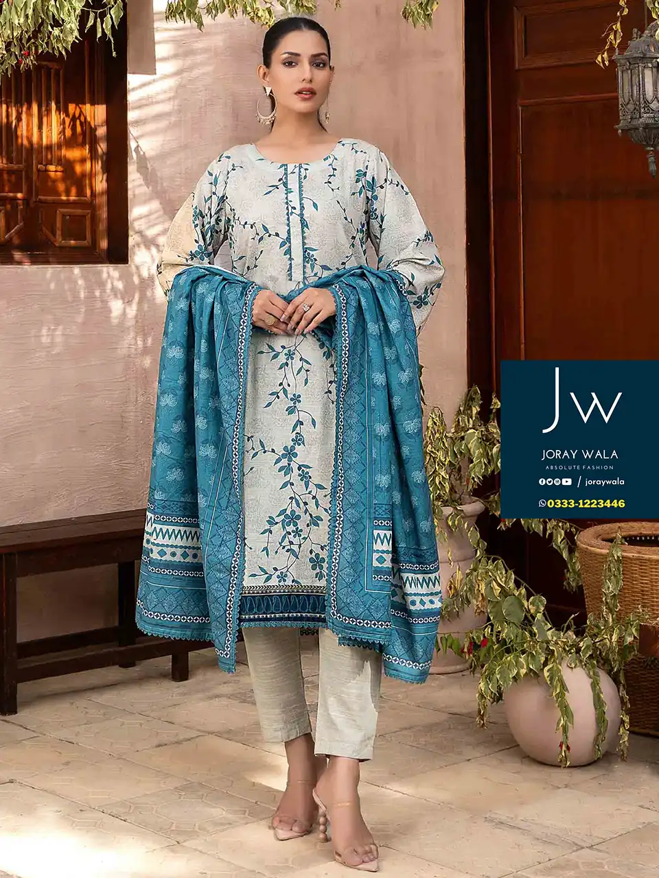 Zesh drop 2 khaddar printed 3 pcs D7 by zesh textile 100 percent original available at joraywala