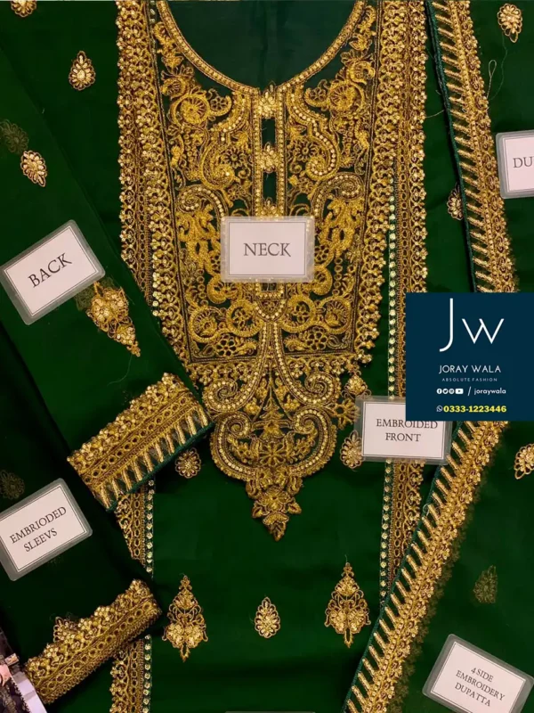 Asim jofa embroidered chiffon bottle Green 3 piece suit 2025 mastercopy, available at joraywala with free delivery all over pakistan